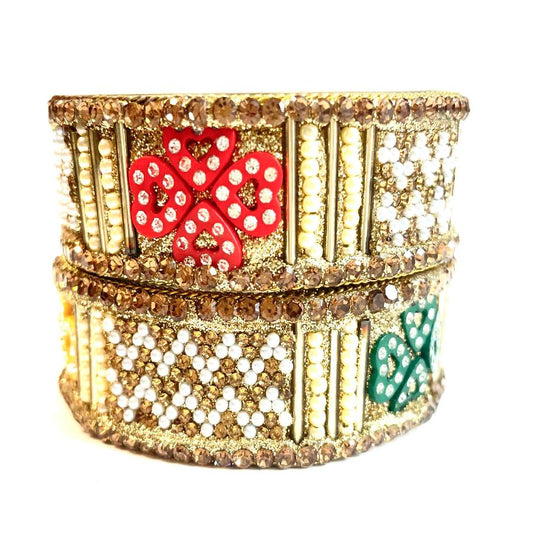 Elegant Golden Stone-Studded Bangle Set