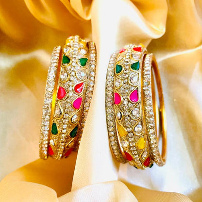 Luxurious Multicolor Teardrop Crystal Bangle Set